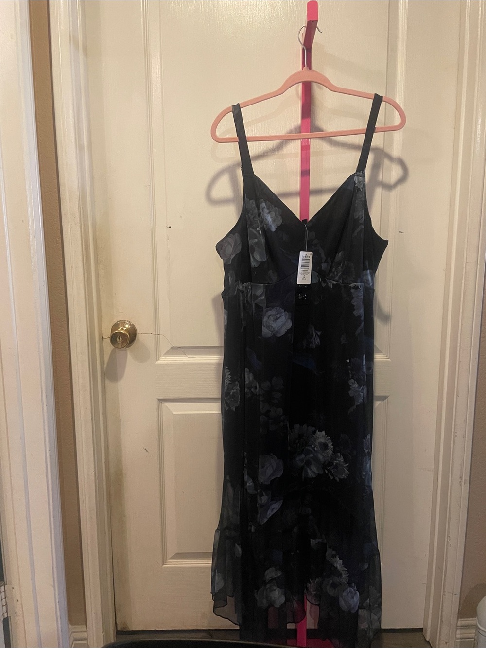 torrid Black Slip Dress with Gray Floral Print